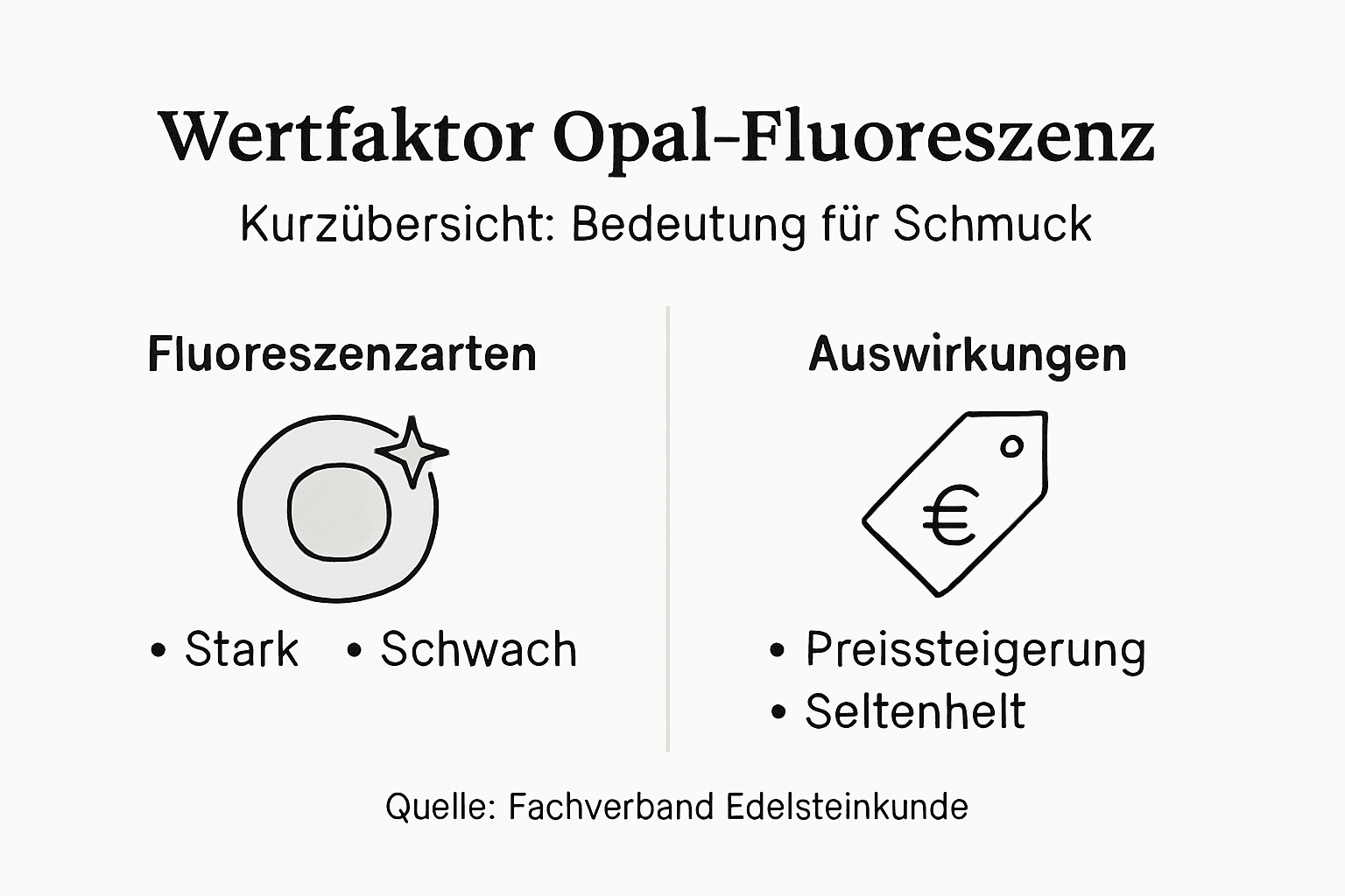 Infografik: Wie beeinflusst Fluoreszenz die Wirkung von Opalen?