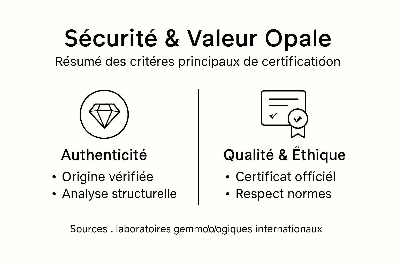 Vue d’ensemble des principaux critères pour obtenir la certification Opale, présentée sous forme d’infographie.