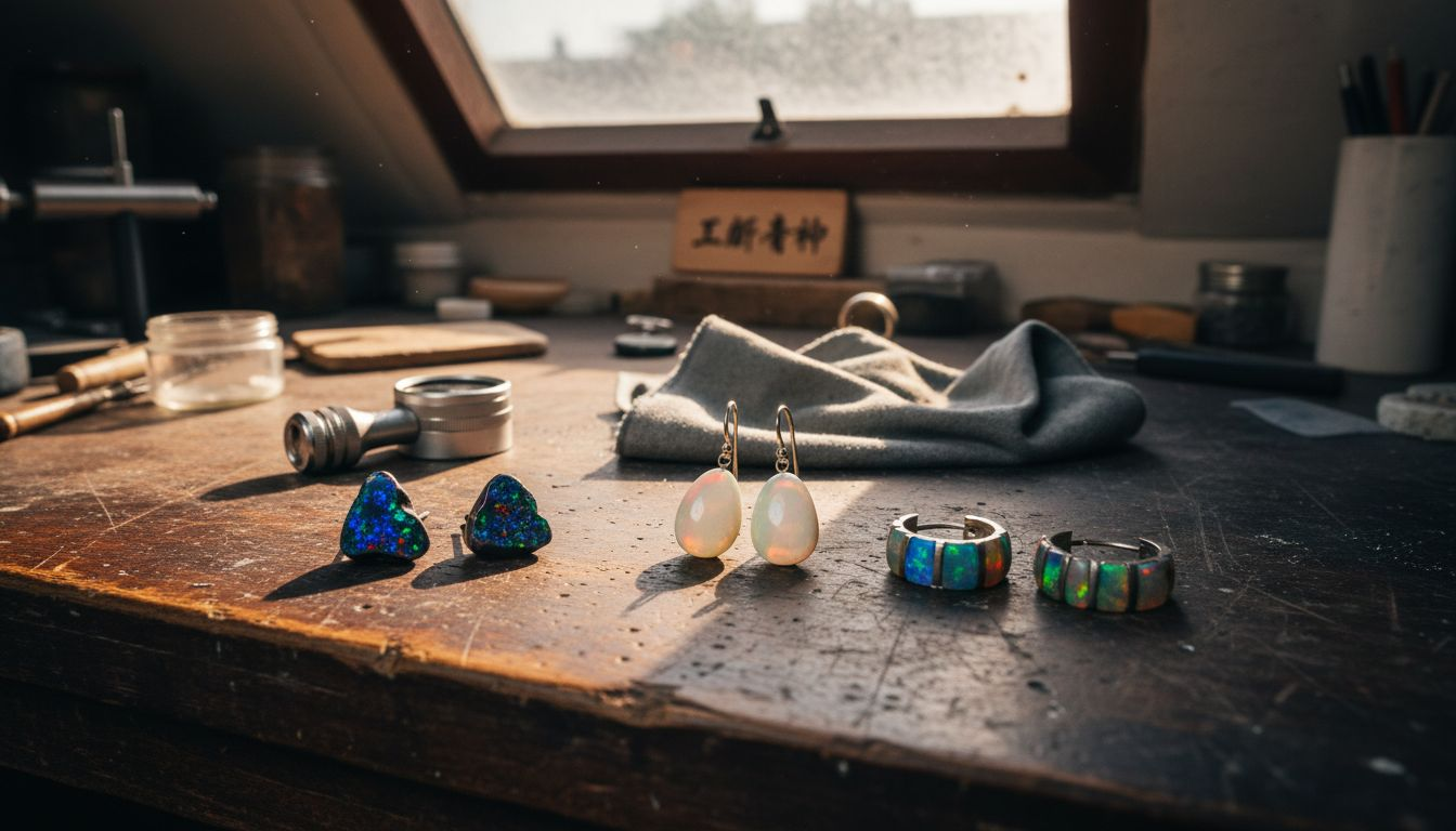 三款澳洲欧泊耳环的工艺细节赏析