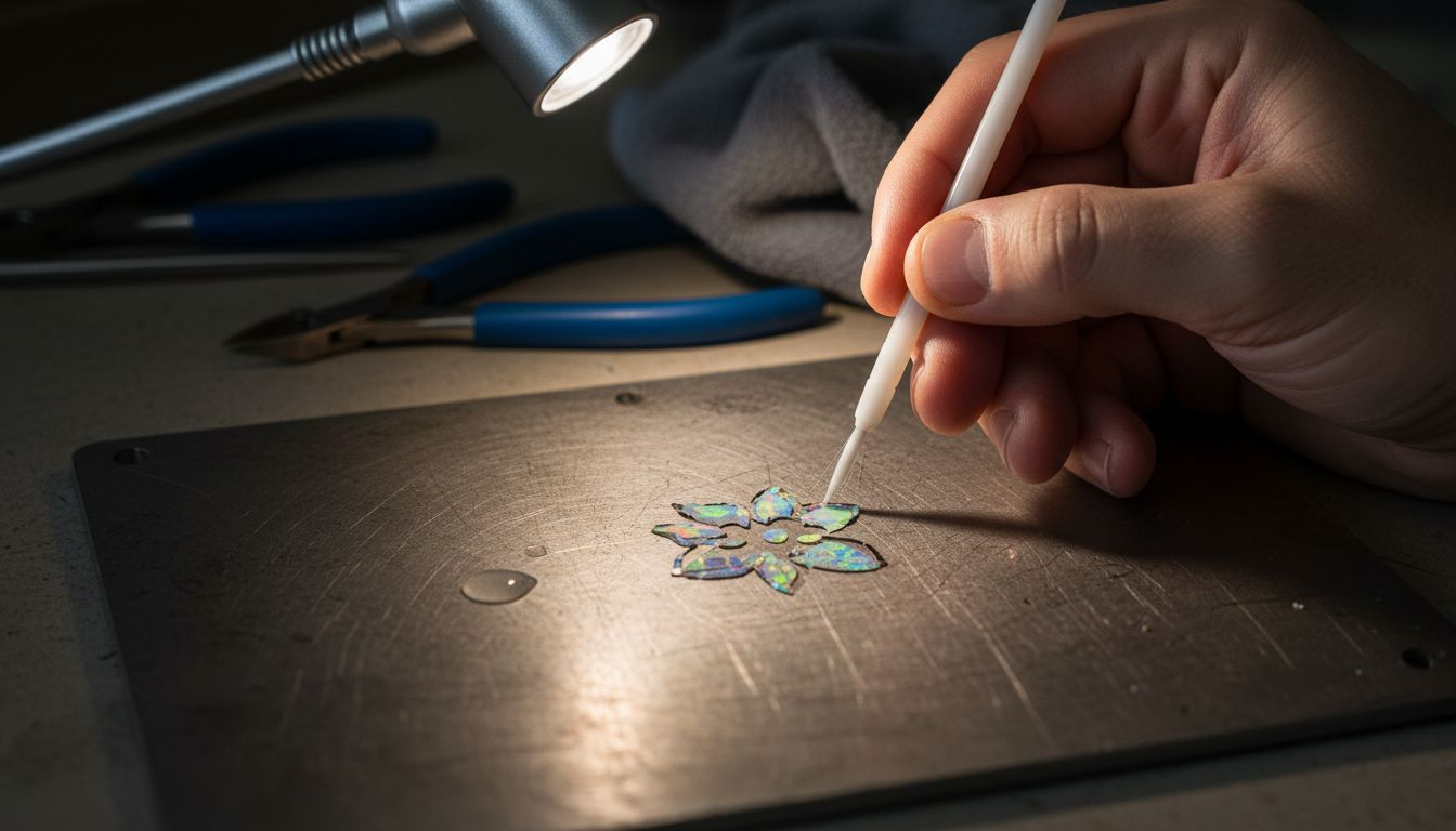 Spezialwerkzeuge und passender Klebstoff für die Verarbeitung von Opaleinlagen