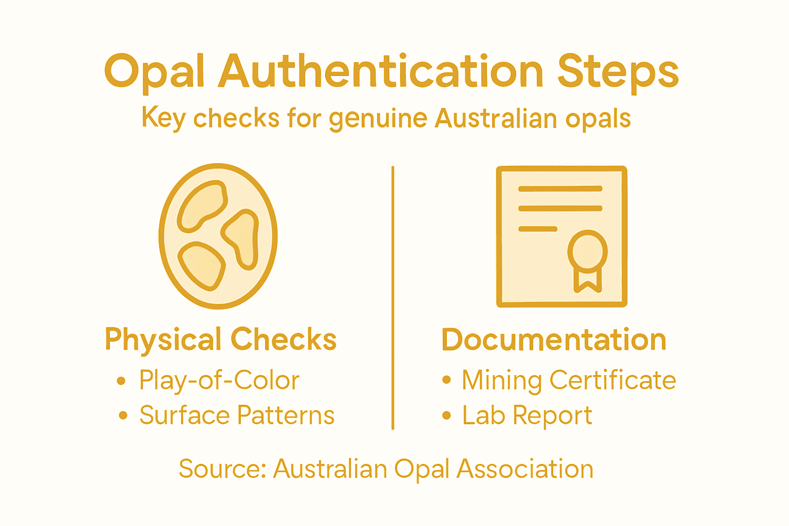 Infographic summarizing steps to authenticate Australian opals