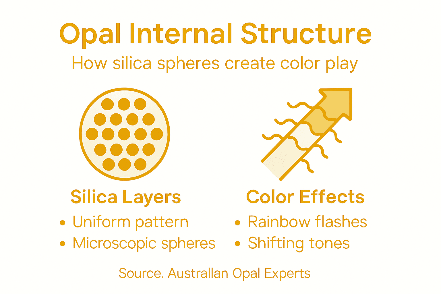 Infographic on opal structure and colors