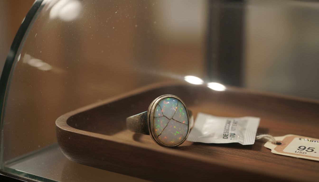 Cracked opal ring with condensation