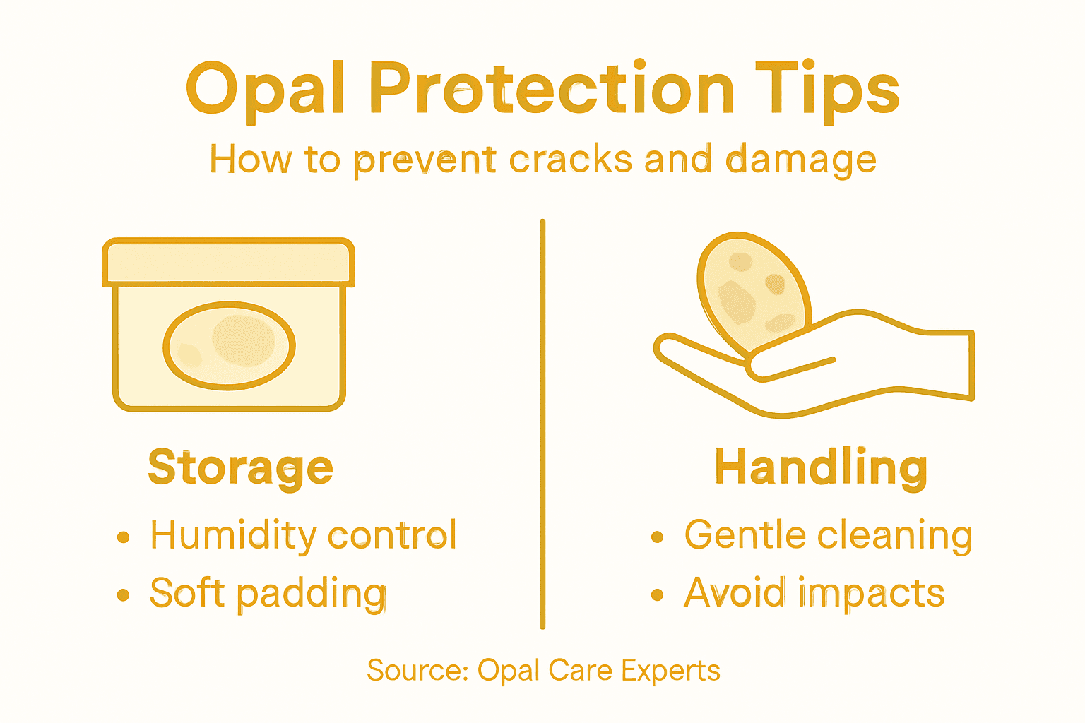 Infographic with opal care and prevention tips