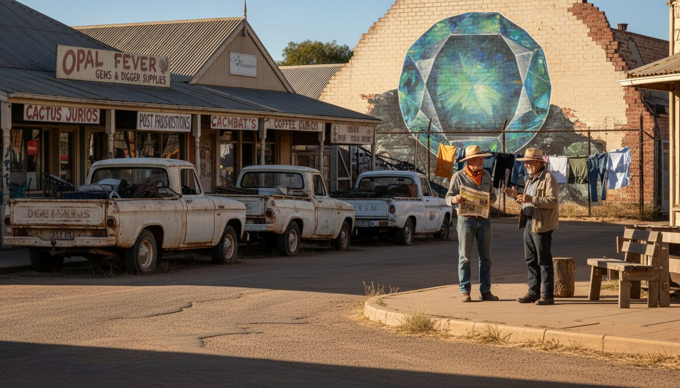 Lightning Ridge street with opal mining vibe