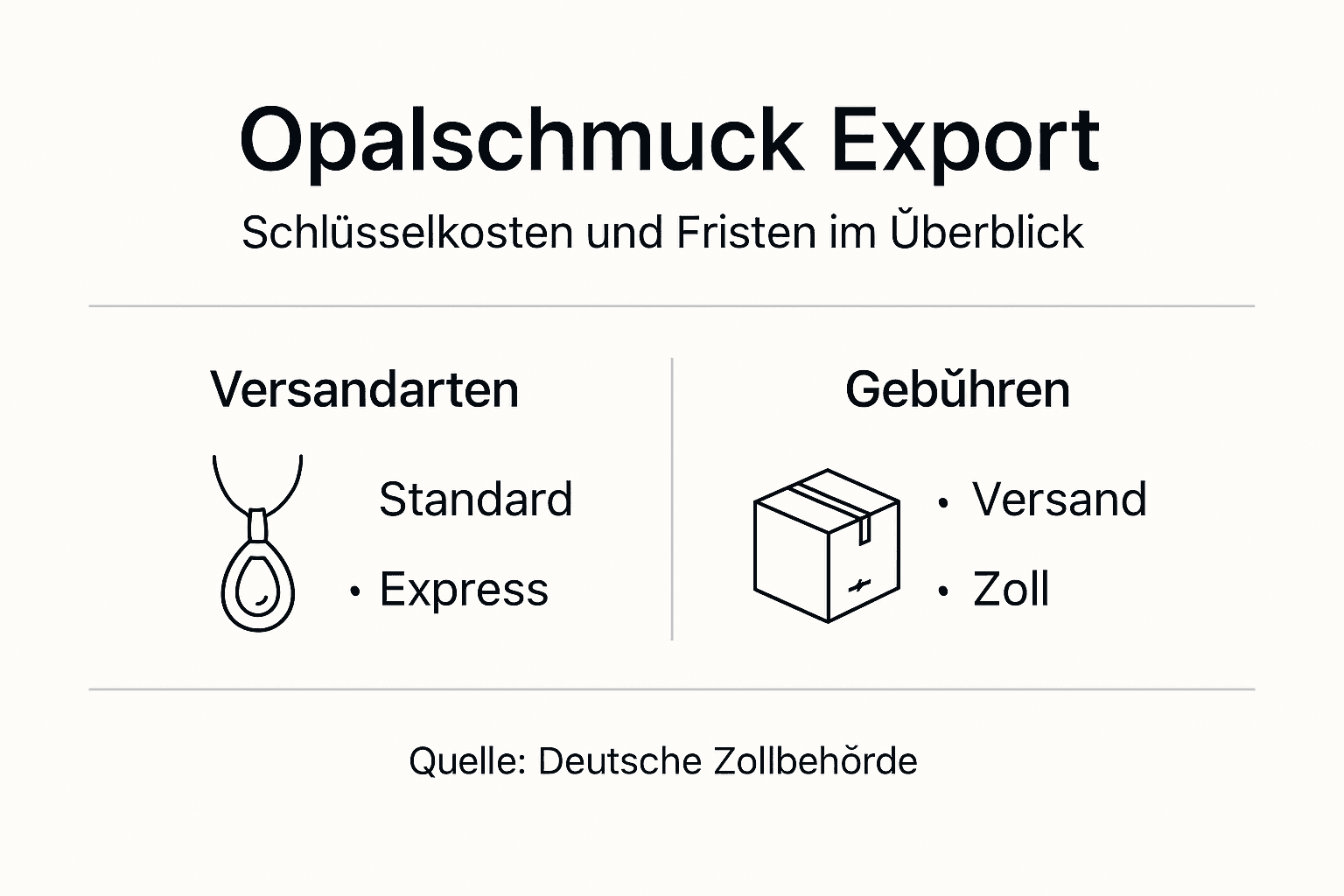 Übersicht zu Versandoptionen und anfallenden Exportkosten