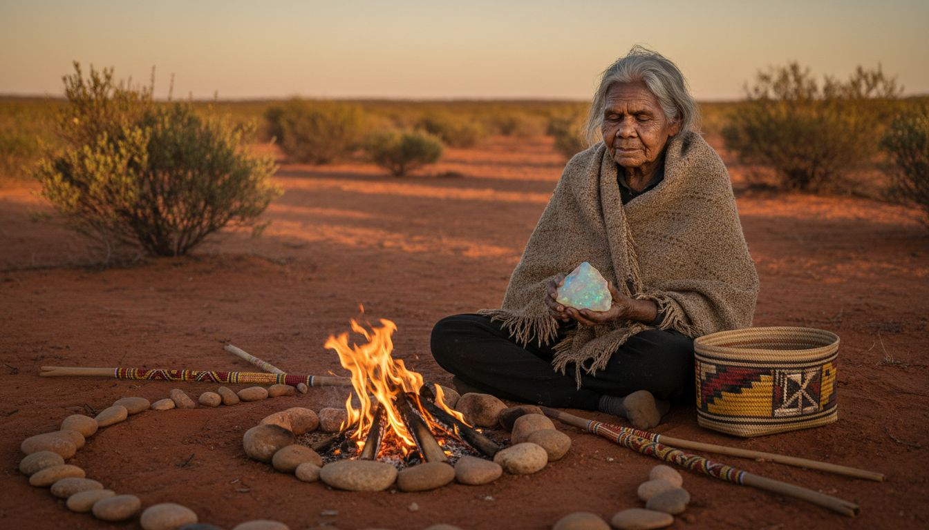 一位原住民长者回顾他们族群与欧泊宝石的渊源，细说这段承载着传承与记忆的历史，以及欧泊在他们文化中的独特地位。