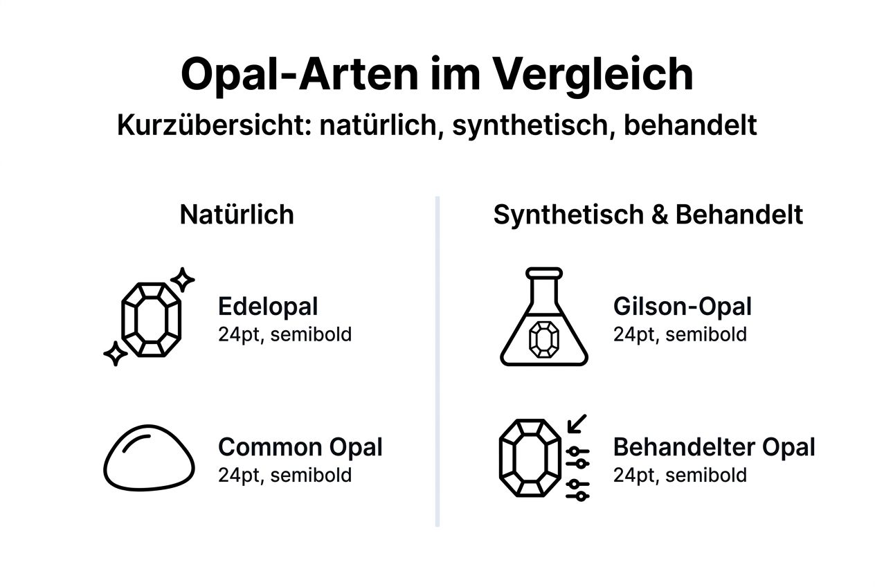 Die Infografik stellt die verschiedenen Opalarten anschaulich gegenüber.