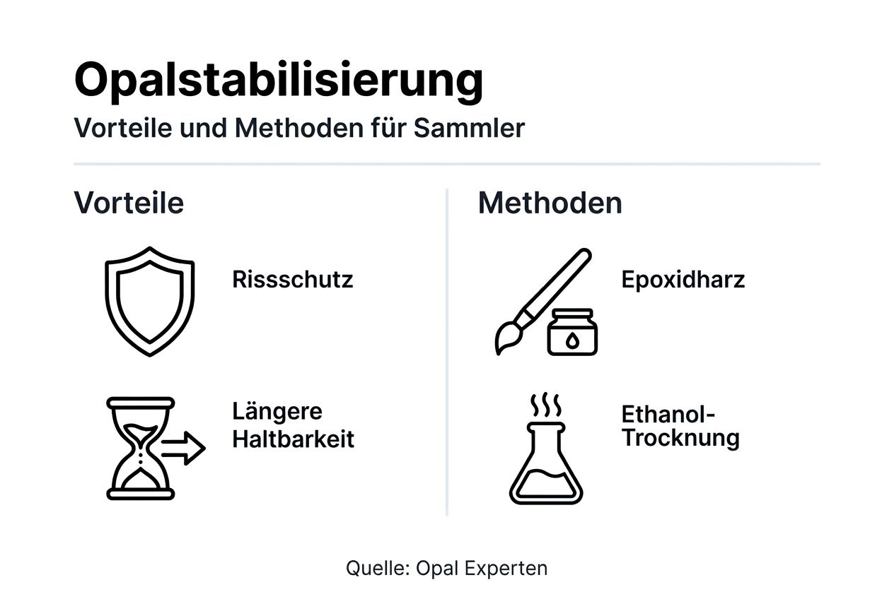 Übersichtsgrafik: Methoden und Prozesse zur Stabilisierung von Opalen