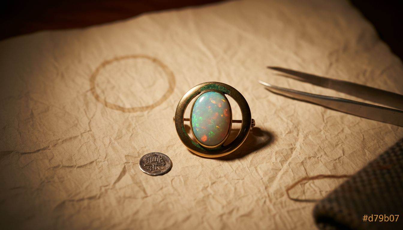 Antique opal brooch with patina details