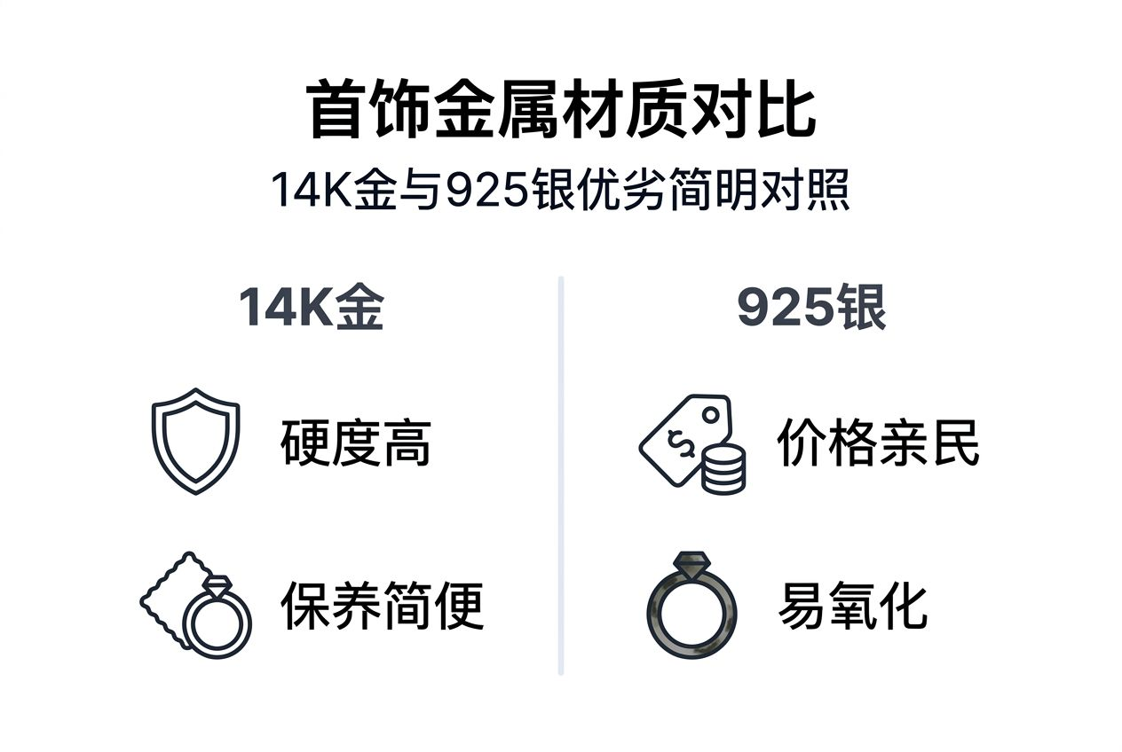 14K金与925银首饰材质对比一览