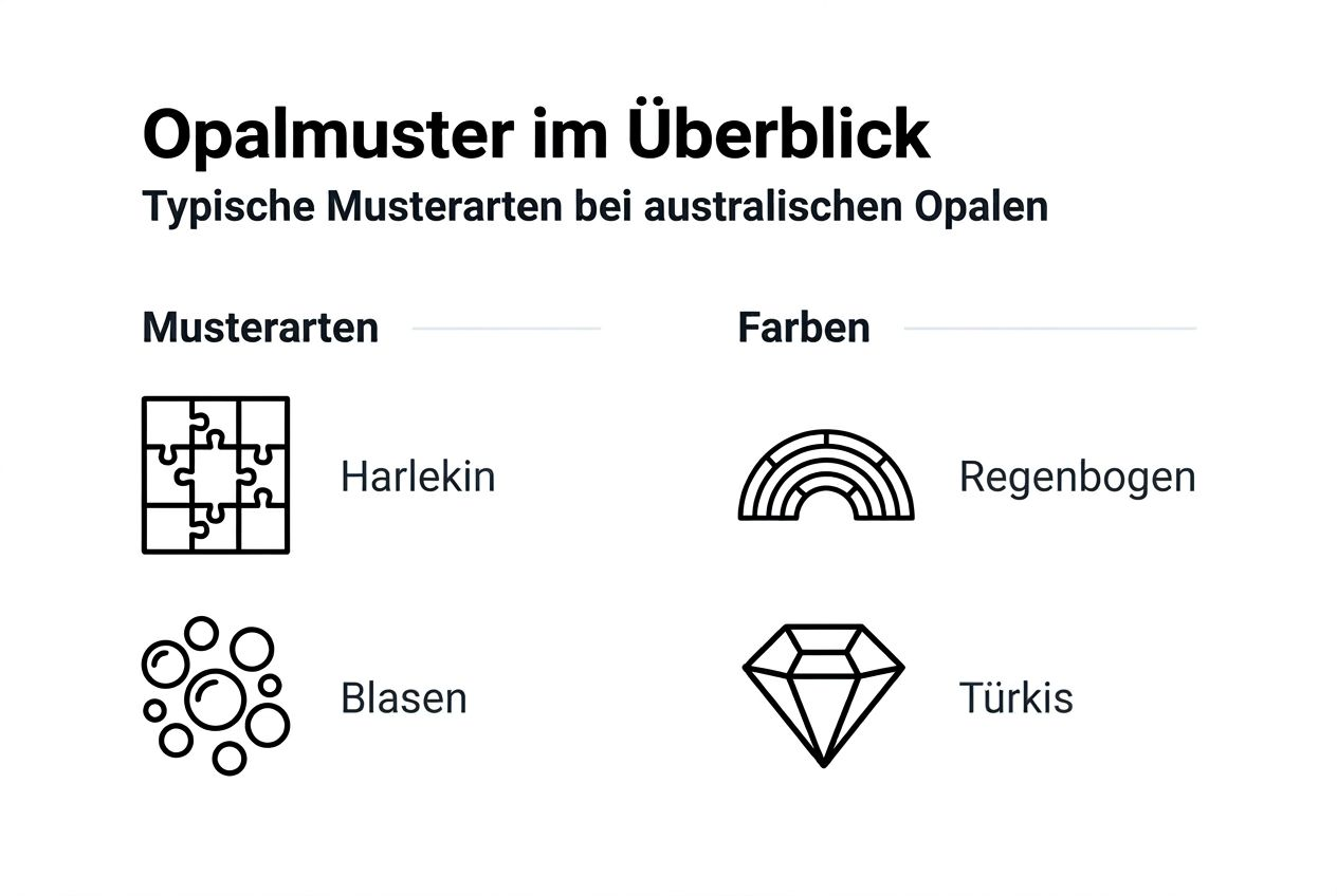 Übersicht: Verschiedene Opalmuster und ihre Farbvielfalt auf einen Blick