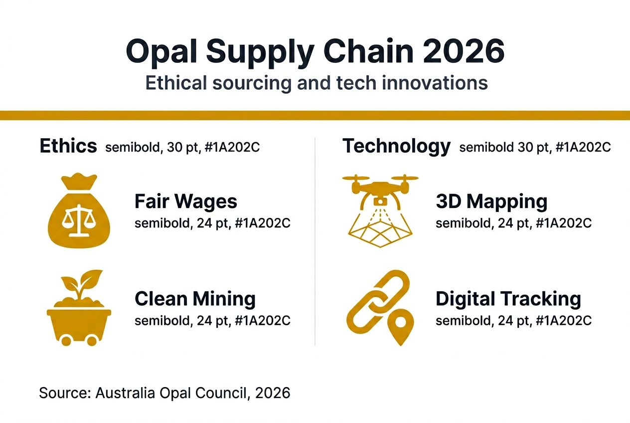 Infographic outlining opal supply chain ethics and technology
