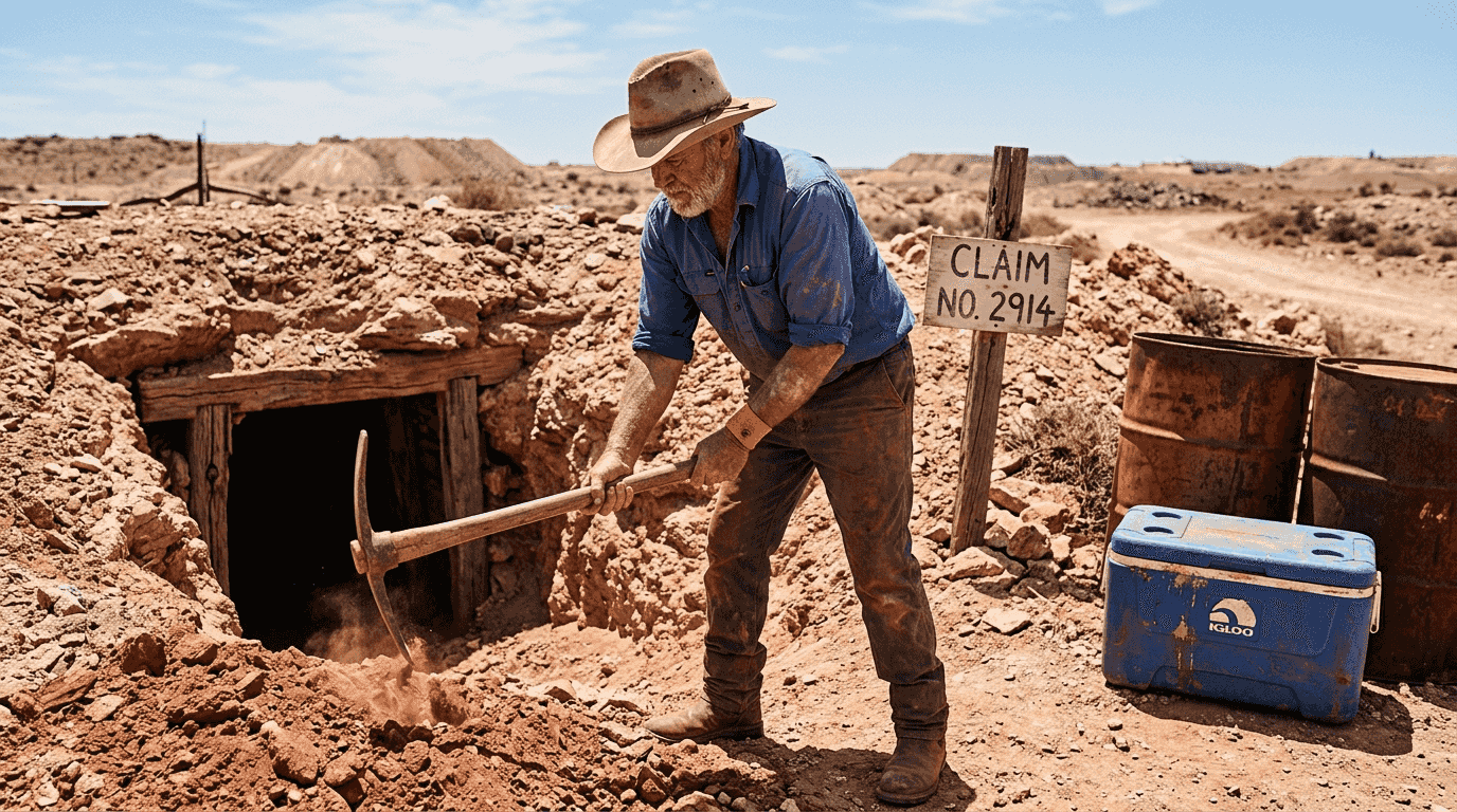 Miner working at Coober Pedy opal field