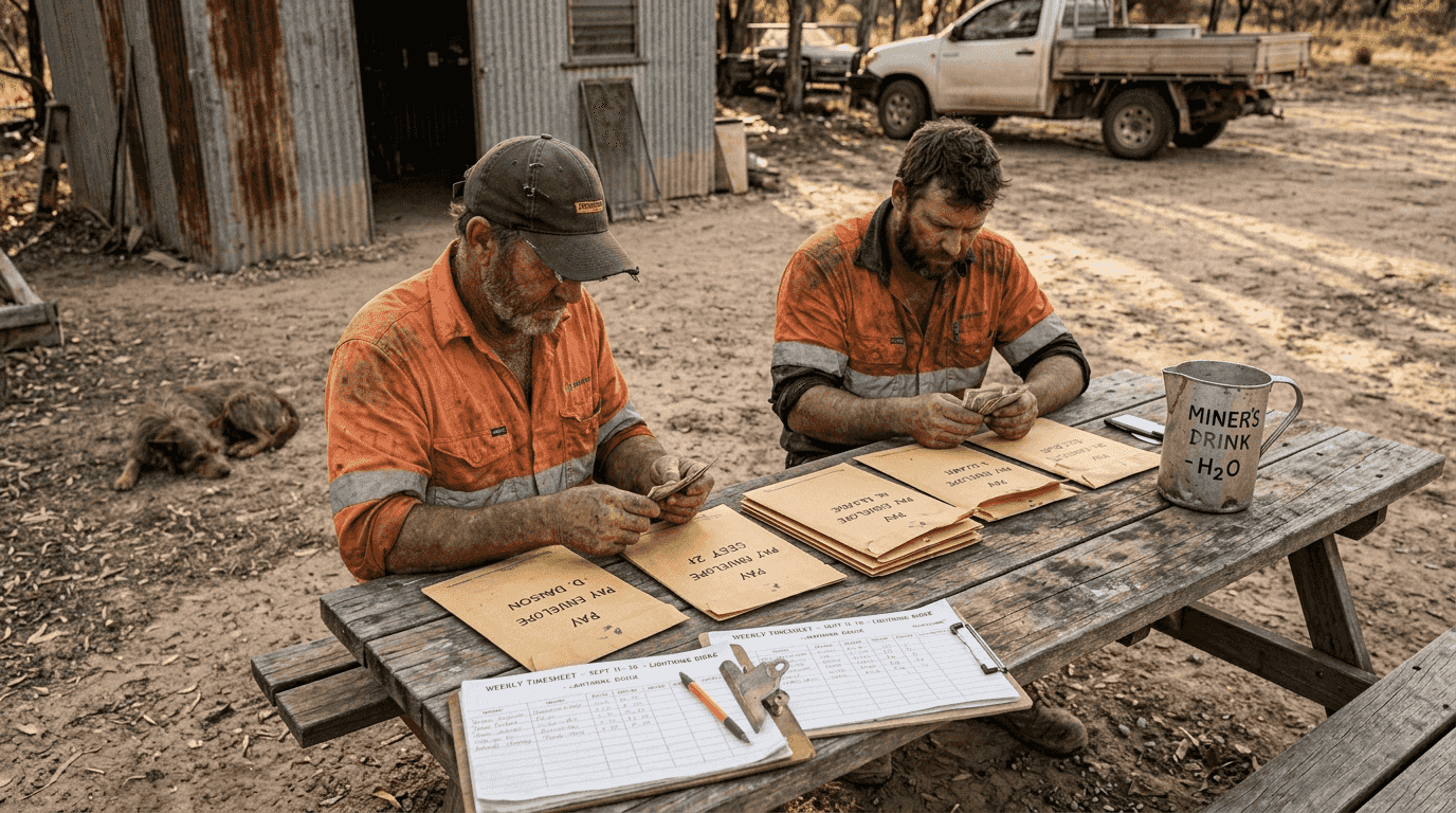 Australian opal miners reviewing fair wages