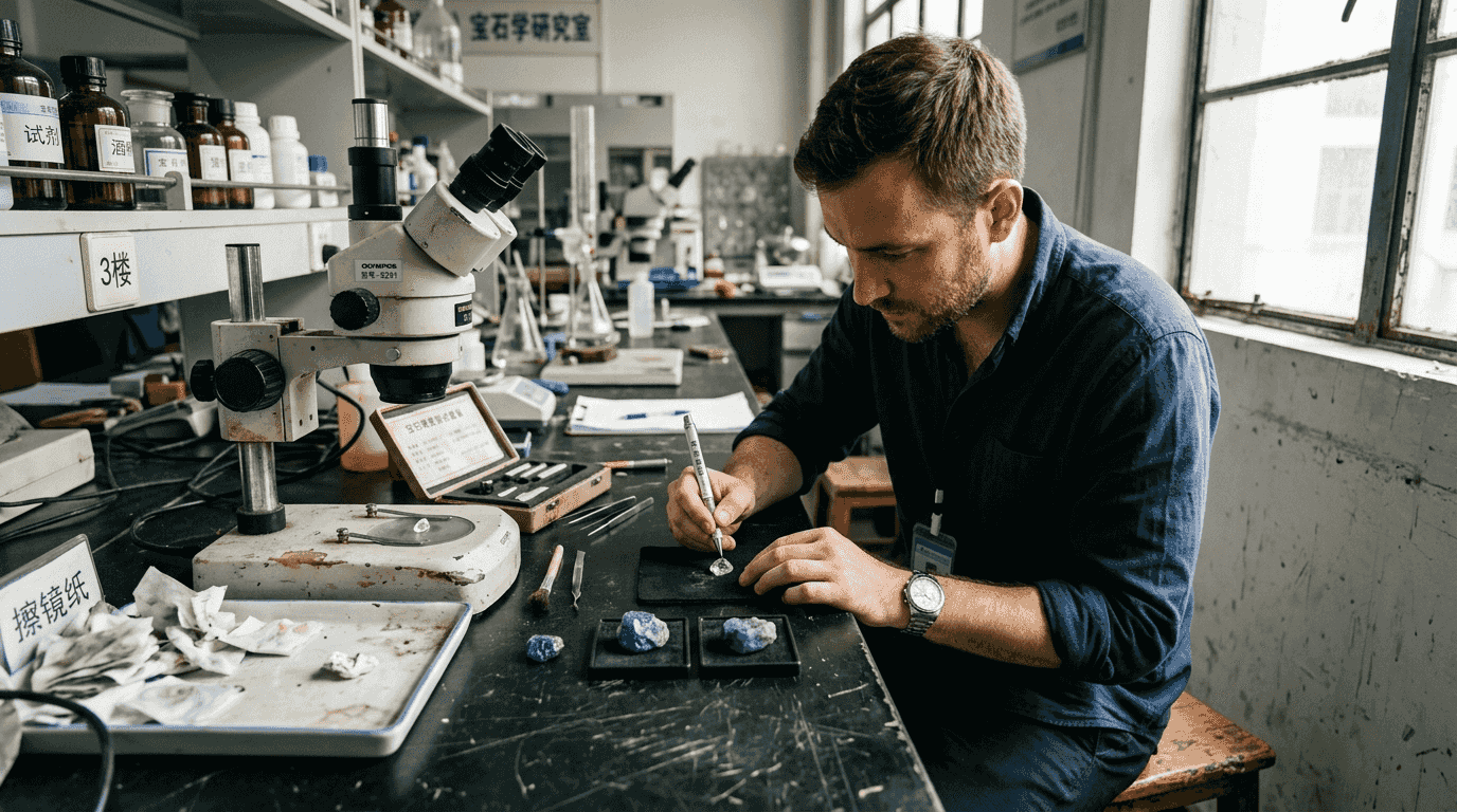 实验员通过手工方式依次对 repeatedly 多种宝石的硬度进行比较。