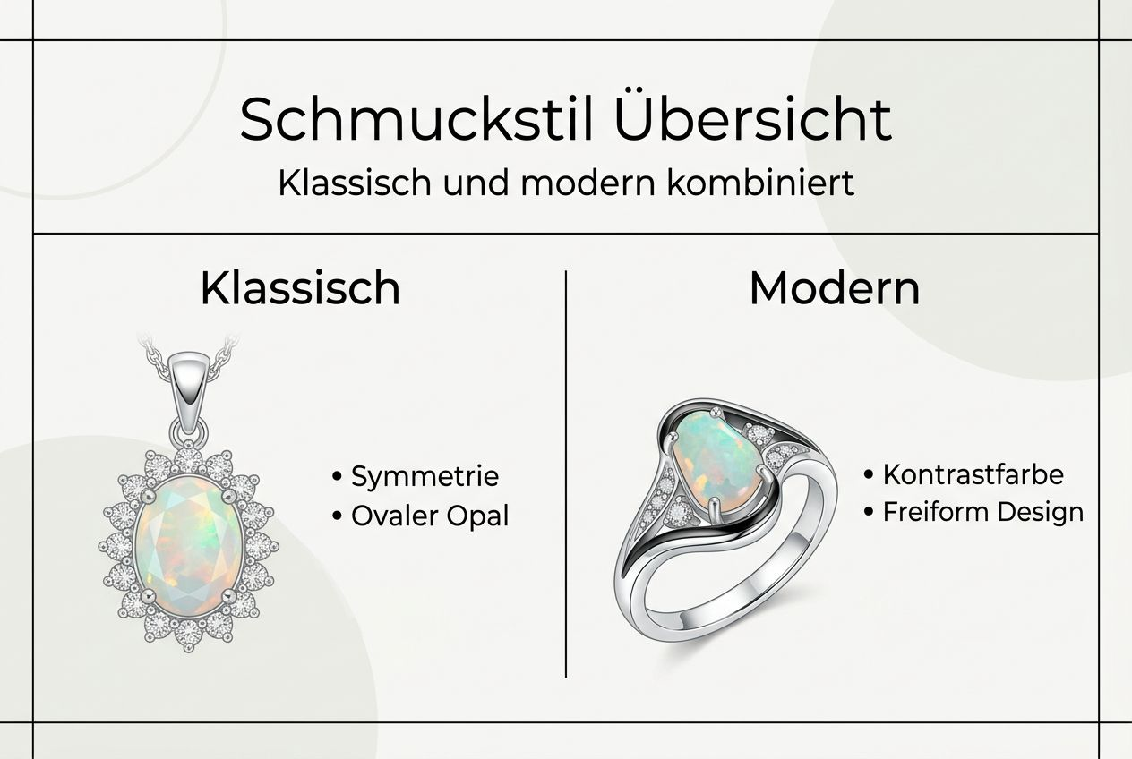 Übersicht der beliebtesten Schmuckdesigns mit Opalen und Diamanten