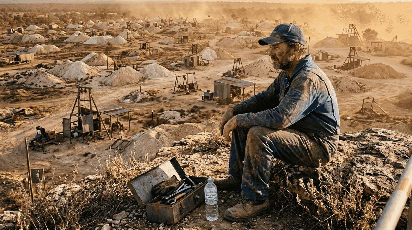 澳大利亚蛋白石矿区的矿工生活