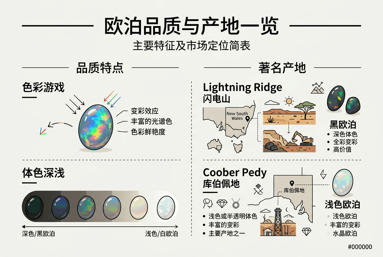 欧泊产地与品质一览表