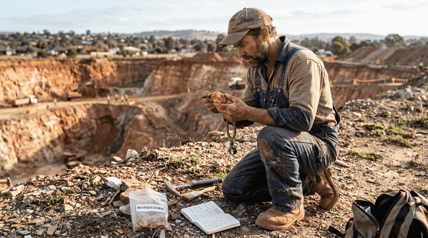 地质专家现场鉴定澳大利亚蛋白石原石