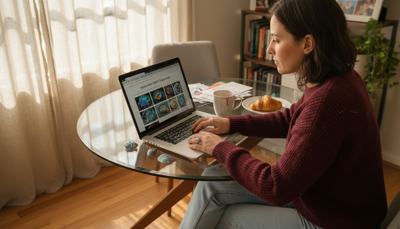 Woman shopping online for Australian opals