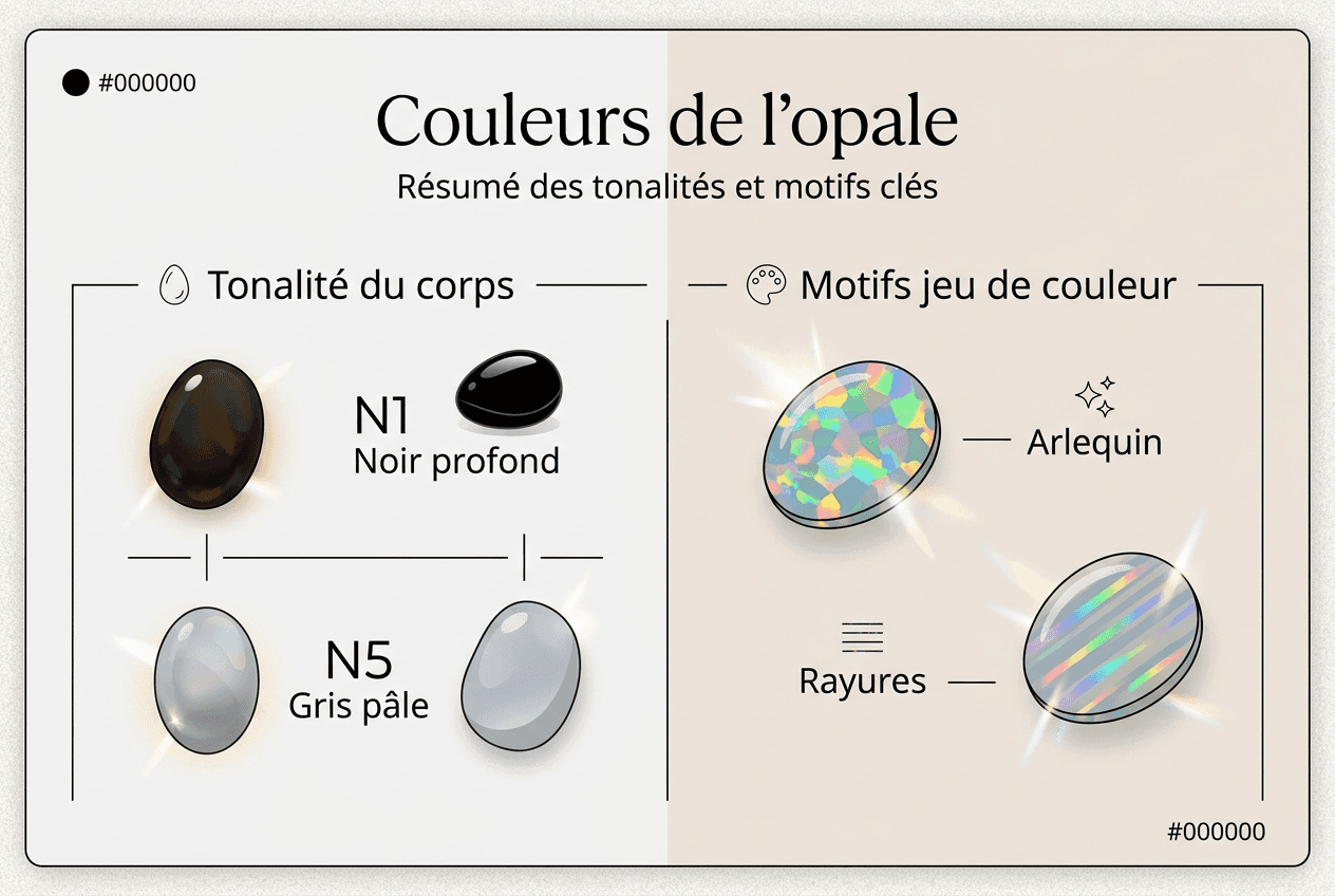 Infographie : comment reconnaître et classer les différentes couleurs et motifs de l’opale