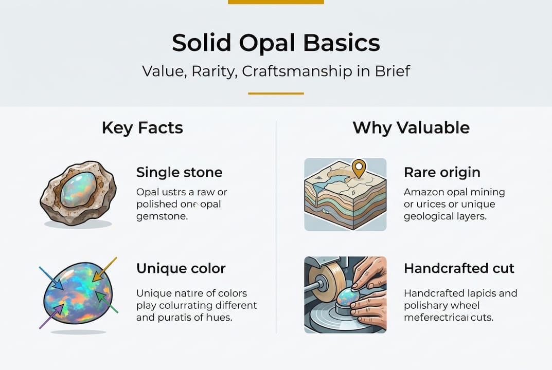 Infographic summarizing solid opal value and rarity