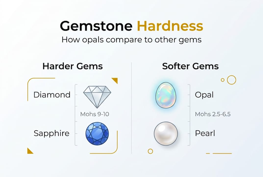 Infographic compares opal to other gemstones