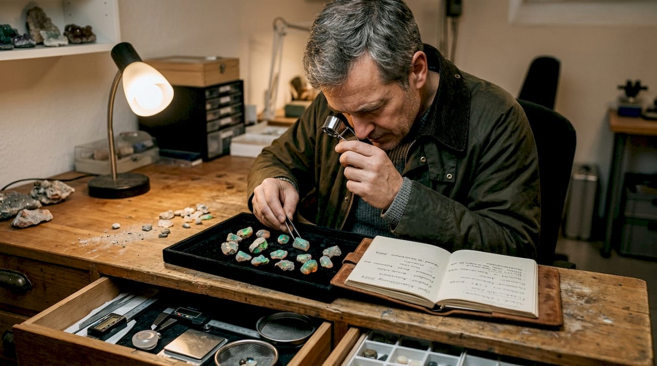 Ein begeisterter Edelsteinsammler widmet sich der Erforschung seltener, unbearbeiteter Opale.