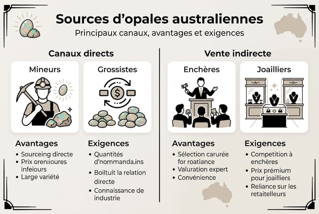 Panorama des principaux circuits d'achat pour les opales australiennes