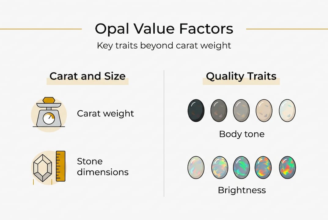 Infographic showing opal value factors