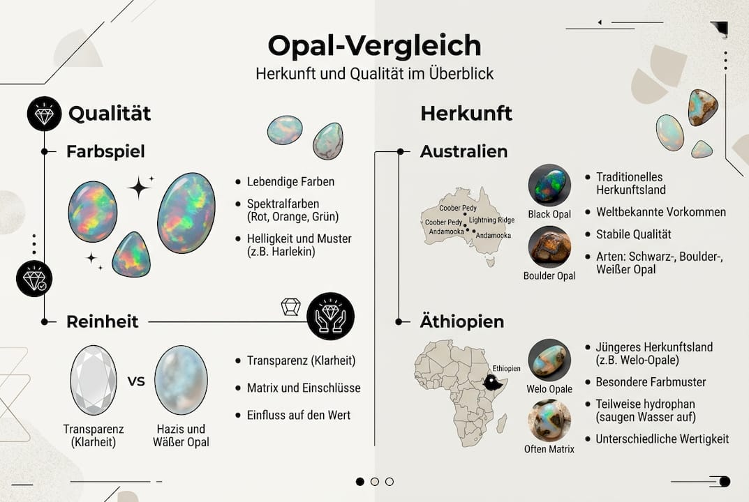 Infografik: Ursprung und Qualität von Opalen