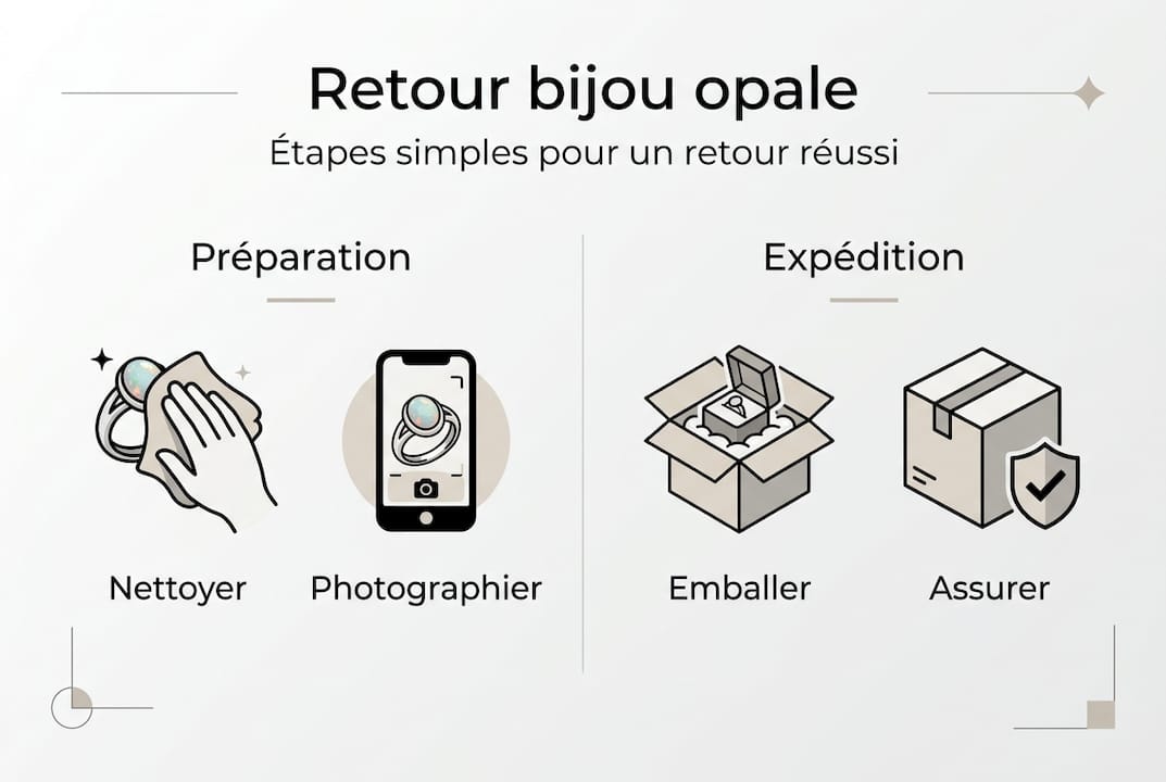 Infographie : les étapes essentielles pour retourner un bijou opale