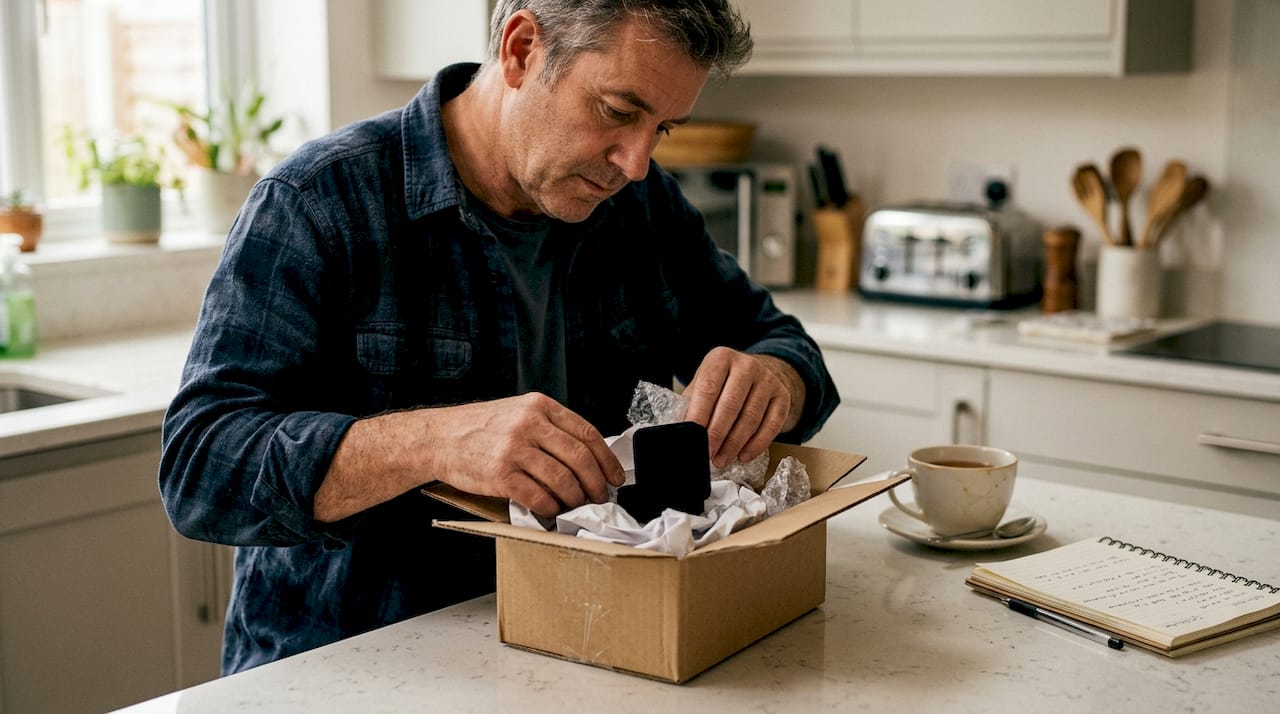 L’opale est de retour à la maison, soigneusement emballée comme toujours.