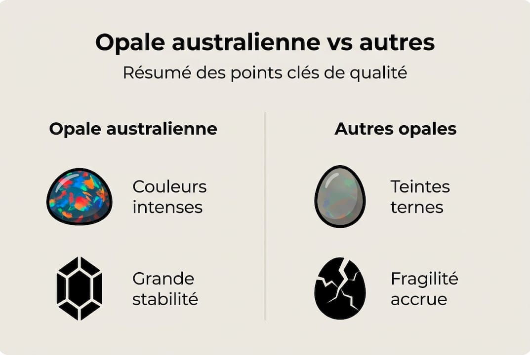 Infographie : comparaison de la qualité et de la stabilité de l’opale