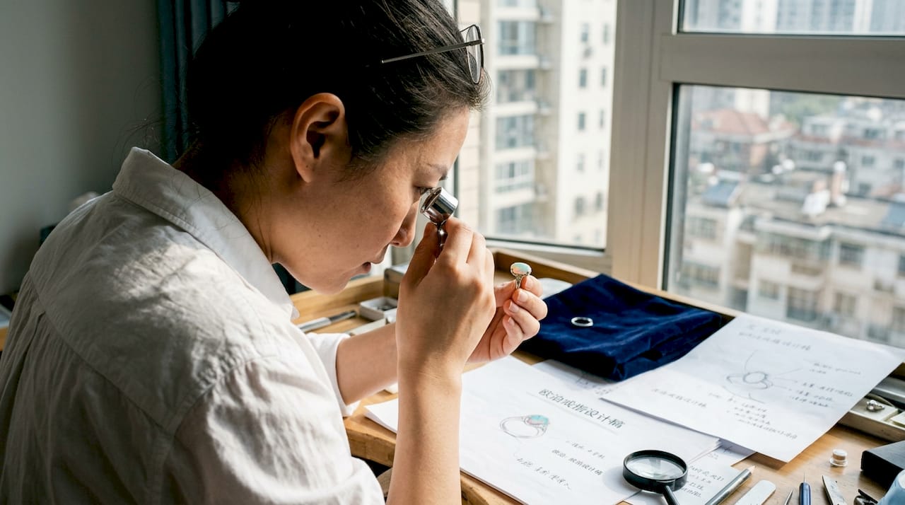 在工作室里，设计师们用心打造独具匠心的蛋白石珠宝，将创意与工艺完美融合。