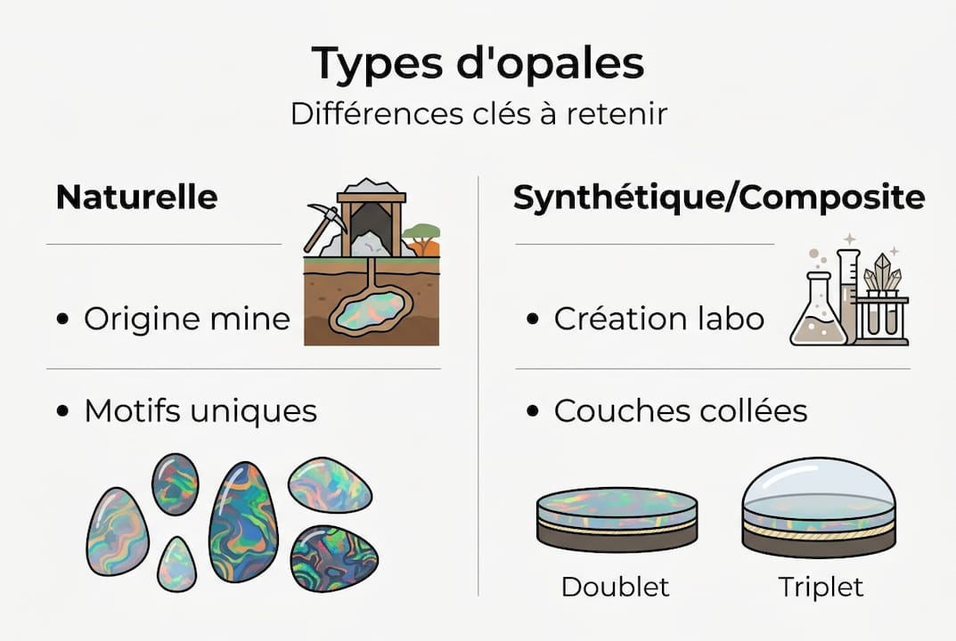 Infographie : comment distinguer une opale naturelle d’une opale synthétique ?