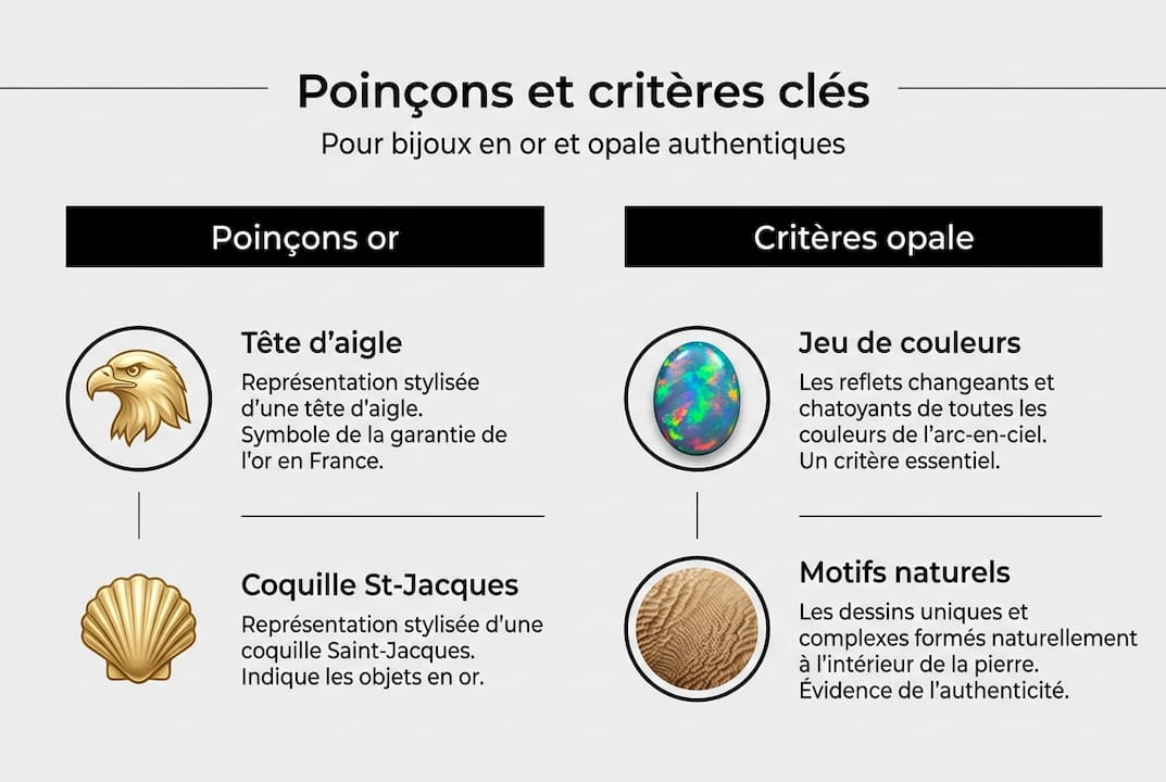 Infographie : reconnaître les poinçons de l’or et comprendre les critères de qualité de l’opale