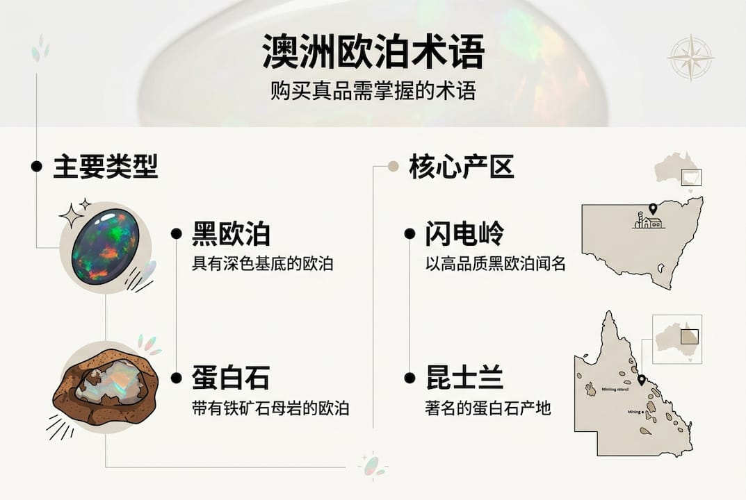 澳大利亚欧泊常用术语及主要产地一览图