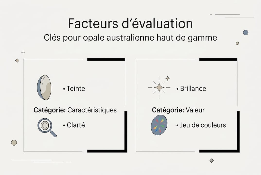 Découvrez notre infographie détaillée pour comprendre les critères essentiels qui permettent d’estimer la valeur d’une opale.