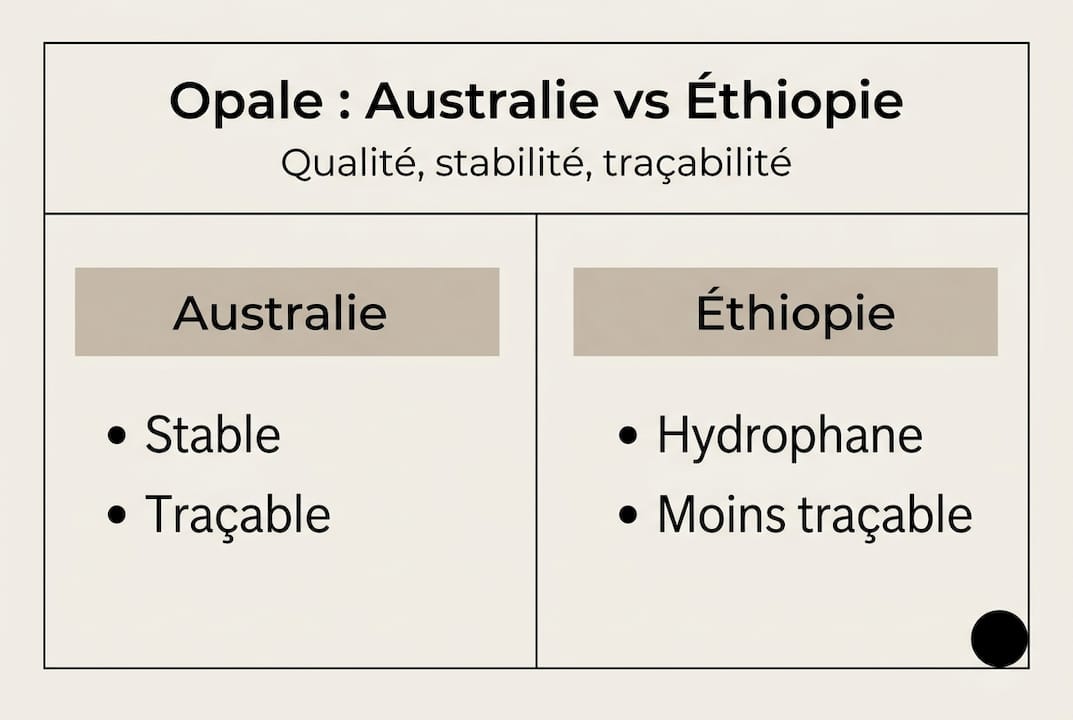 Infographie : comparaison des opales d’Australie et d’Éthiopie