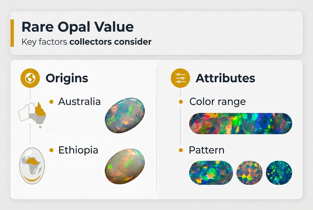 Infographic outlining main rare opal value factors