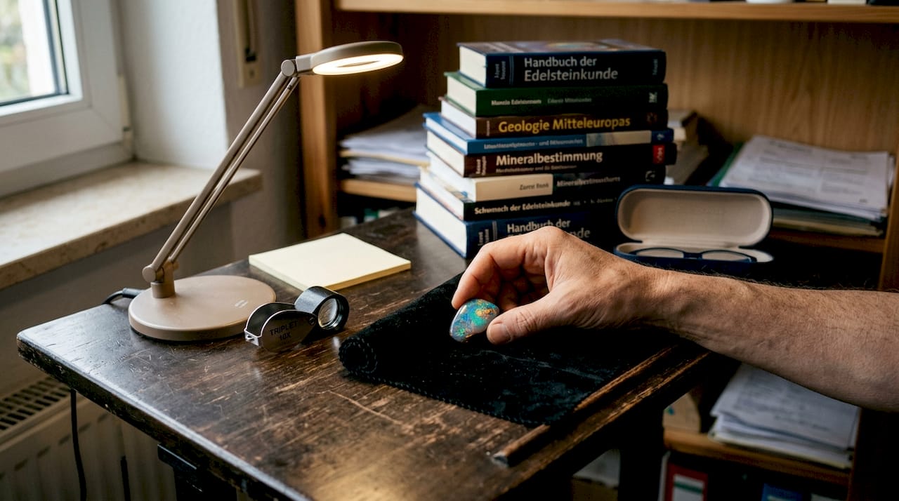 Opal-Arbeitsmaterialien und deren Vorbereitung auf dem Arbeitstisch