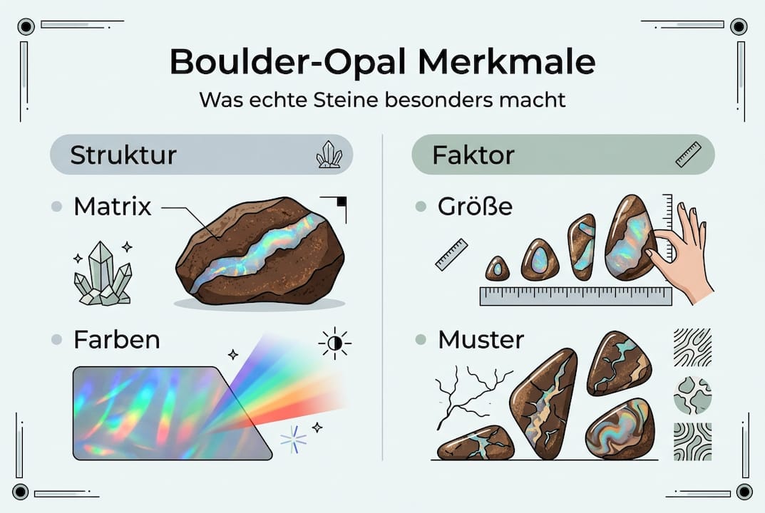 Überblick: Die wichtigsten Eigenschaften von Boulder-Opalen auf einen Blick