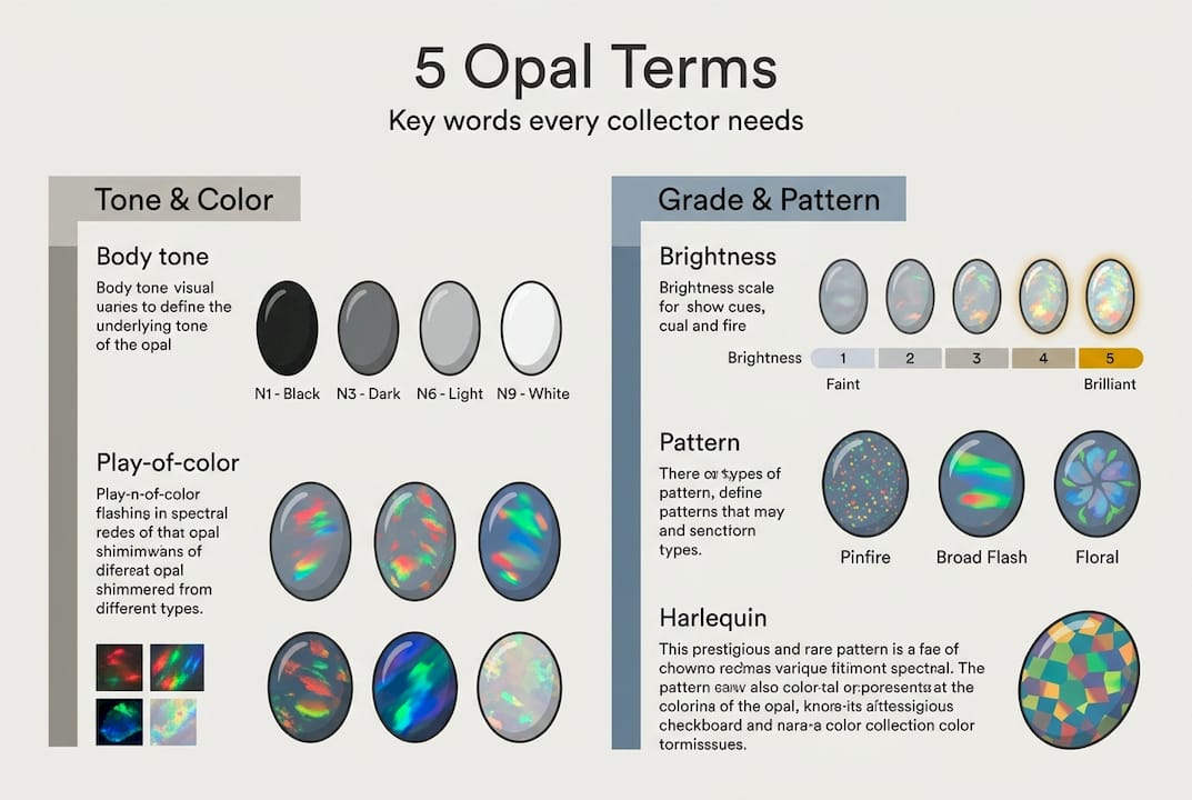 Infographic showing essential opal terms
