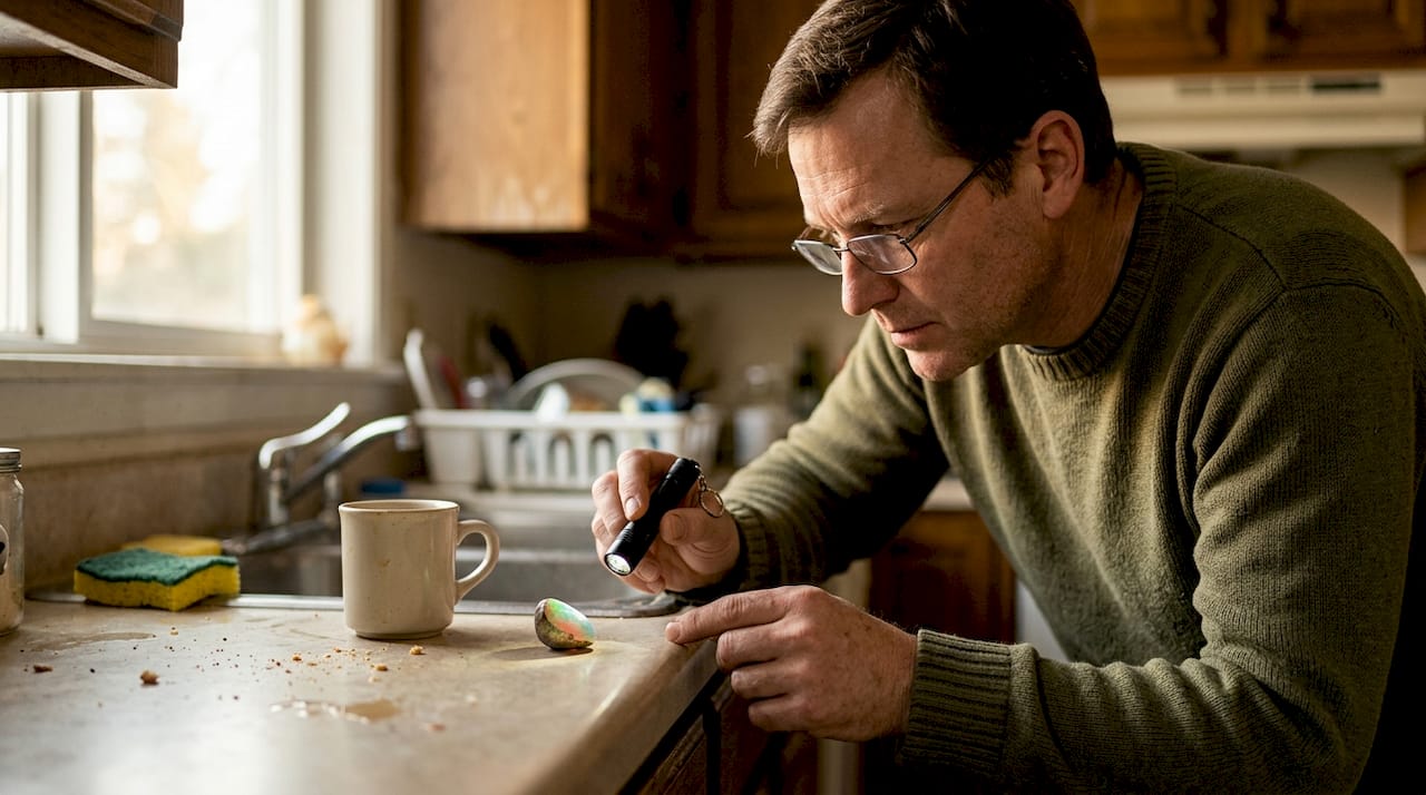 Examen de la coupe latérale d'une opale