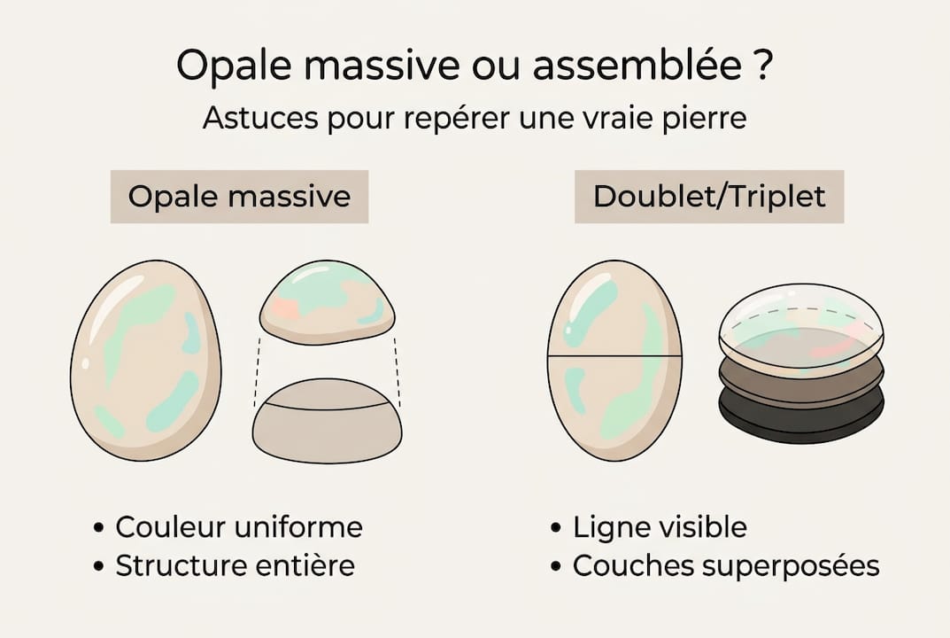 Comparatif visuel : opale pleine ou doublet d’opale ?
