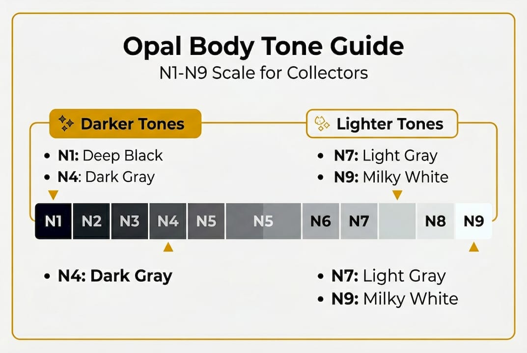 Infographic chart of opal body tone N1-N9