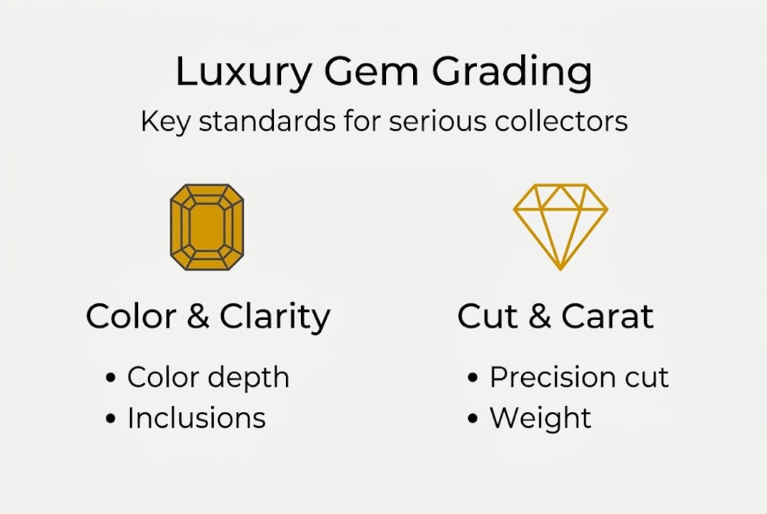 Infographic showing gemstone grading standards