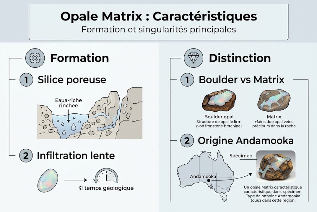 Présentation visuelle : comprendre la formation et les différences au sein de la matrice opale